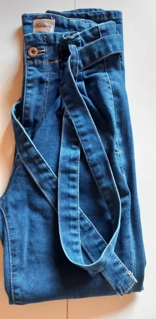 Calças de ganga azuis cinto tamanho 34