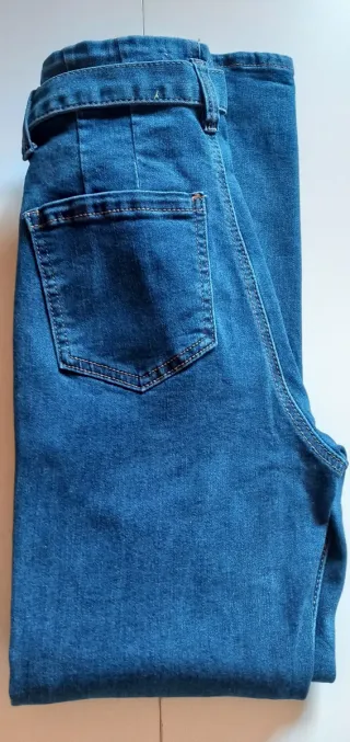 Calças de ganga azuis cinto tamanho 34