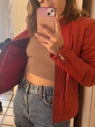 Chaqueta de piel roja talla S