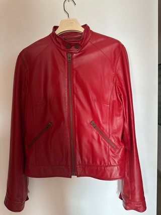 Cazadora Piel Auténtica Roja