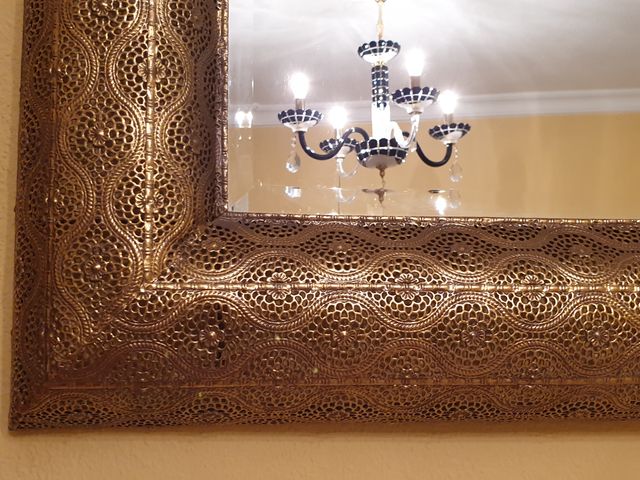 Espejo Latón Repujado Dorado Pedro Rus