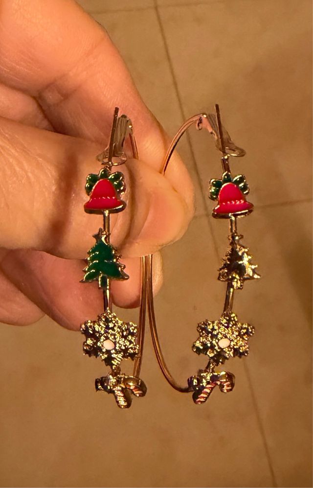 Pendientes Aro Navidad Campana Árbol Copo Nieve