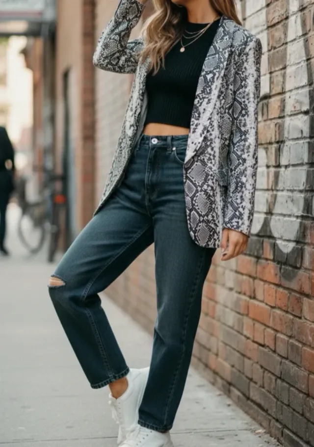 Americana con estampado de serpiente