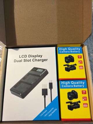 Cargador Doble Batería LCD USB + Cable