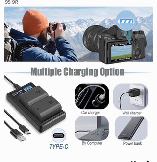 Cargador Doble Batería LCD USB + Cable