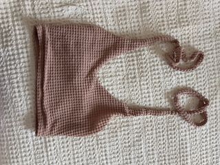 Top punto rosa cuello halter