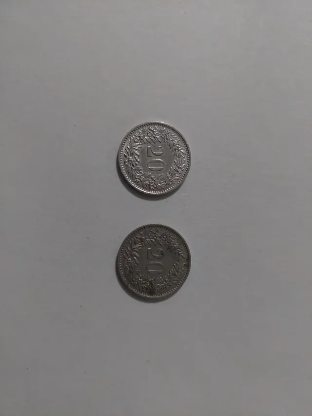 2 Monedas Suiza 20 Francos 1970