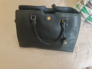 Bolso de cuero negro Ralph Lauren