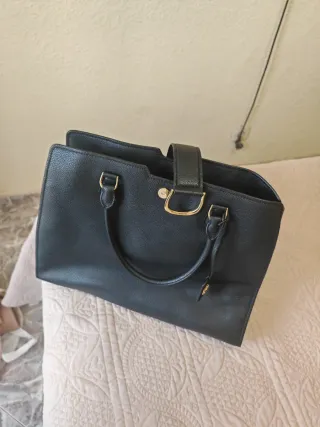 Bolso de cuero negro Ralph Lauren
