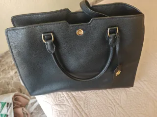 Bolso de cuero negro Ralph Lauren