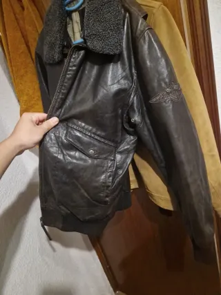 Chaqueta de cuero marrón QUOQRO leather pilot