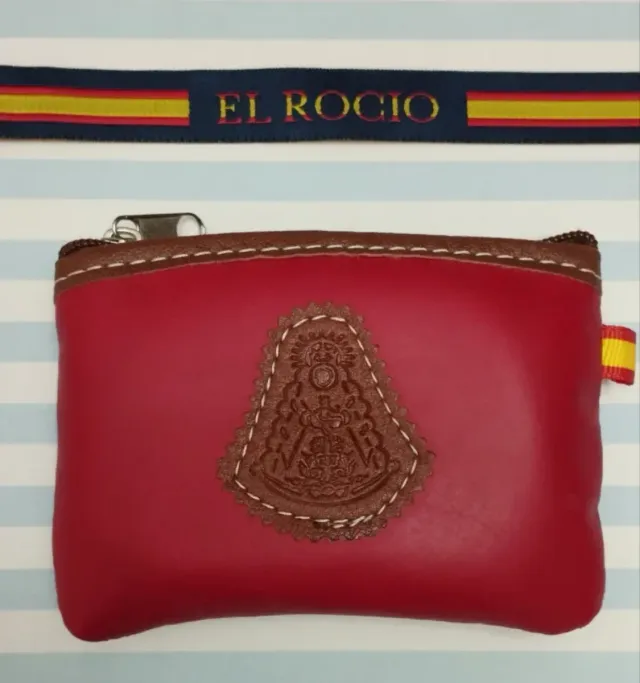 MONEDERO VIRGEN ROCIO EN PIEL. 5 COLORES + PULSERA