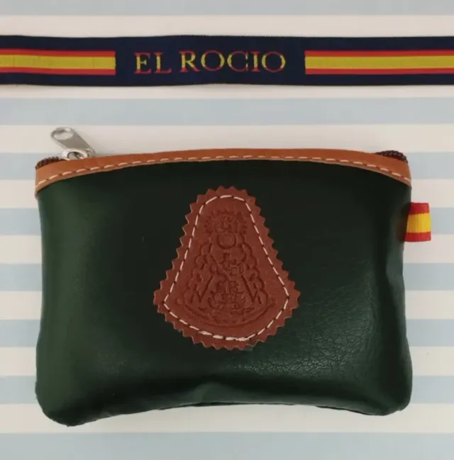 MONEDERO VIRGEN ROCIO EN PIEL. 5 COLORES + PULSERA