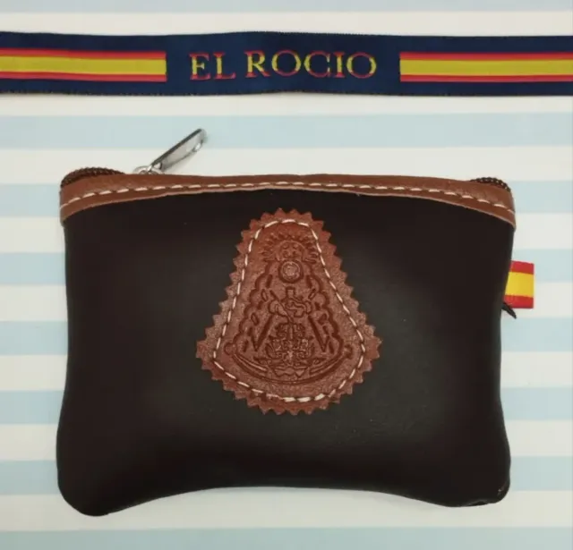 MONEDERO VIRGEN ROCIO EN PIEL. 5 COLORES + PULSERA