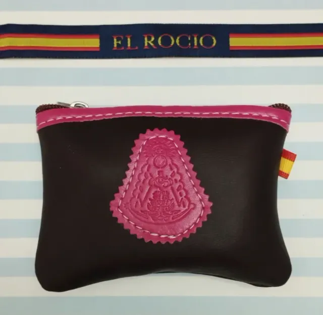 MONEDERO VIRGEN ROCIO EN PIEL. 5 COLORES + PULSERA