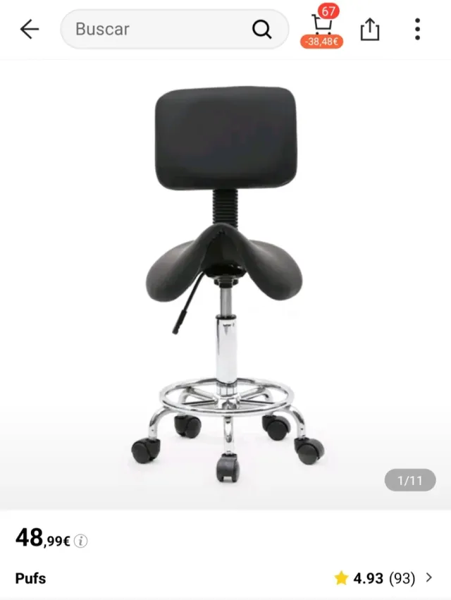 Silla Ergonómica Negra con Respaldo