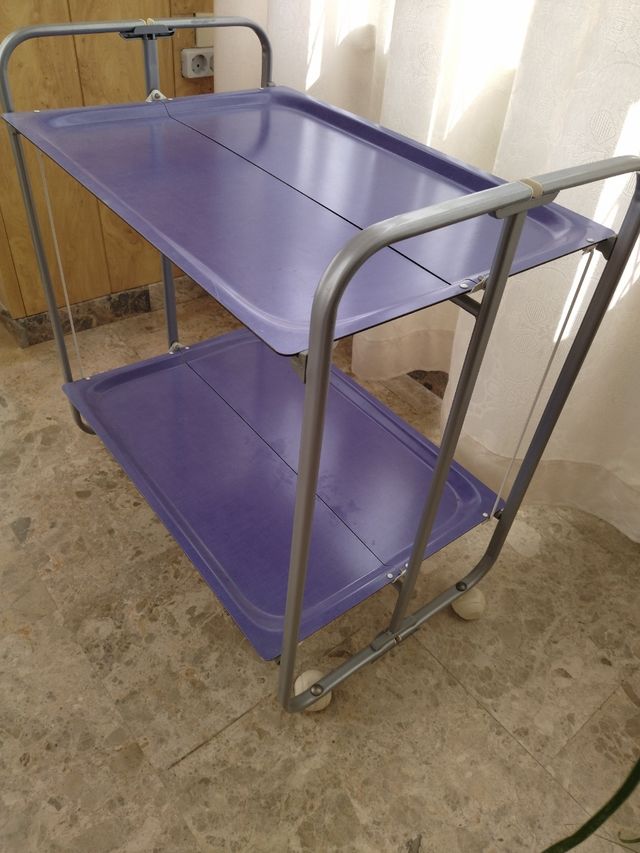 Carrito auxiliar plegable 2 bandejas