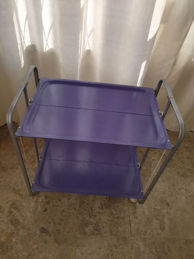 Carrito auxiliar plegable 2 bandejas