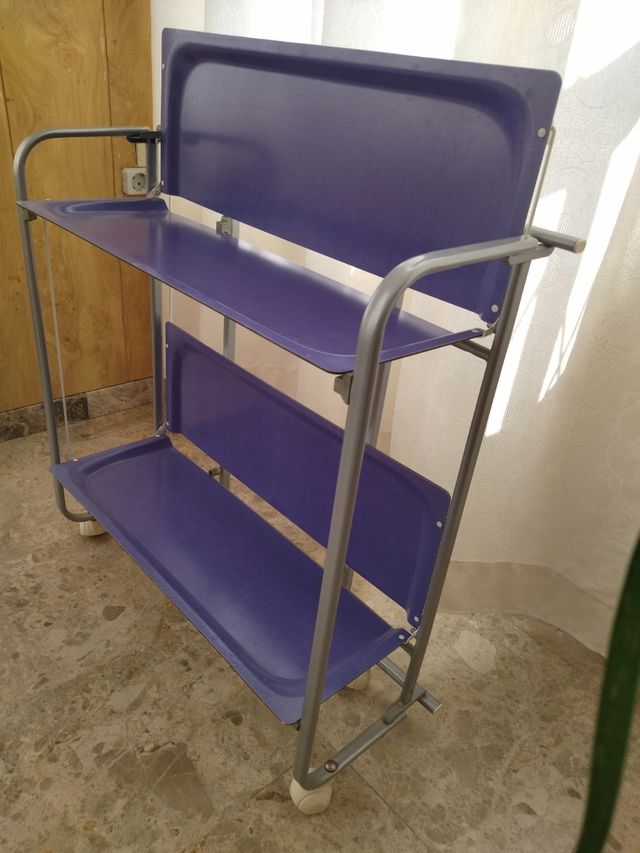 Carrito auxiliar plegable 2 bandejas