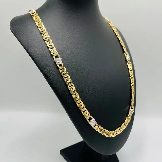 Cadena Medusa Greca Bicolor 18K 9mm