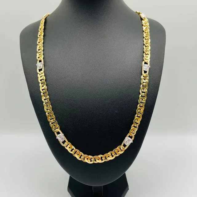 Cadena Medusa Greca Bicolor 18K 9mm