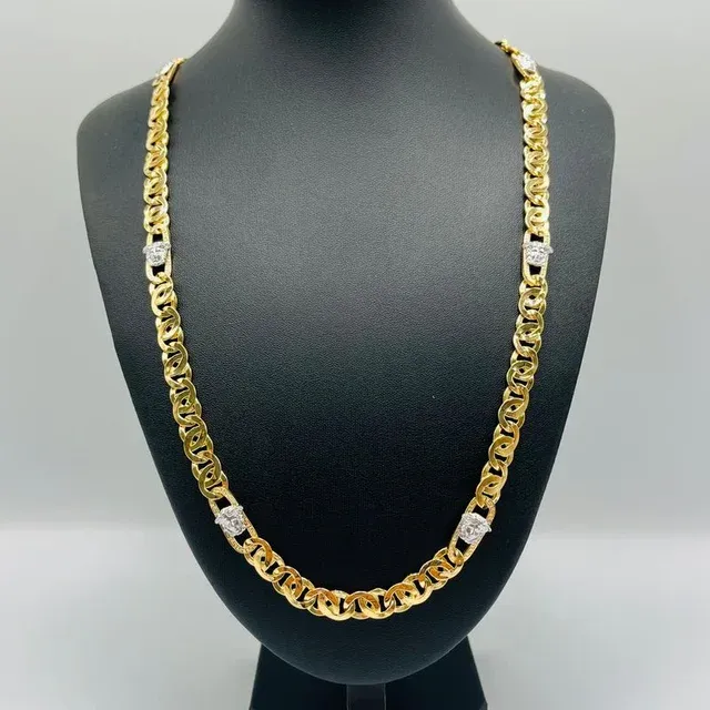 Cadena Medusa Greca Bicolor 18K 9mm