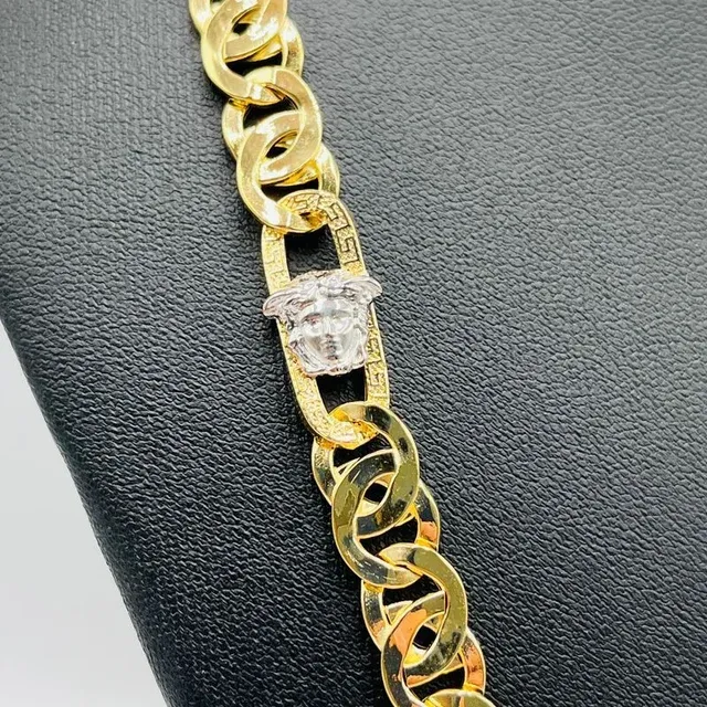 Cadena Medusa Greca Bicolor 18K 9mm