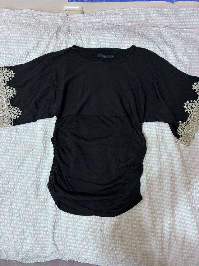 Blusa Cortefiel Talla M Negra Encaje