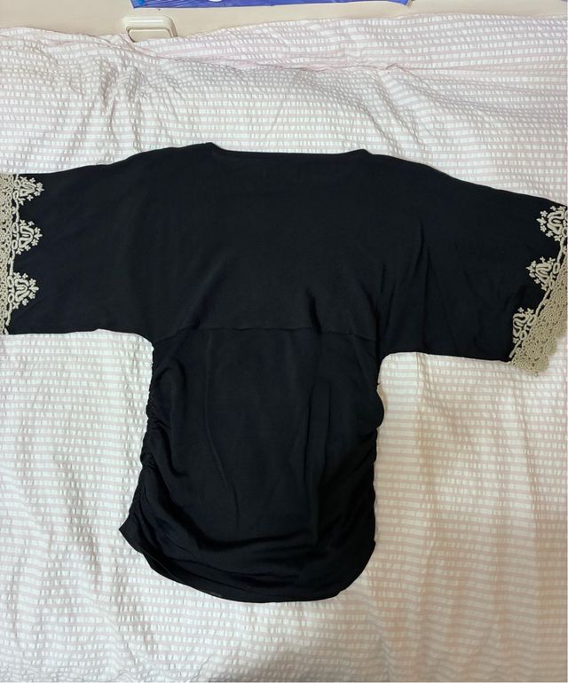 Blusa Cortefiel Talla M Negra Encaje