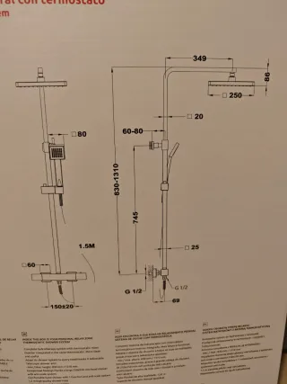 Columna Ducha Termostática Negra Tekka