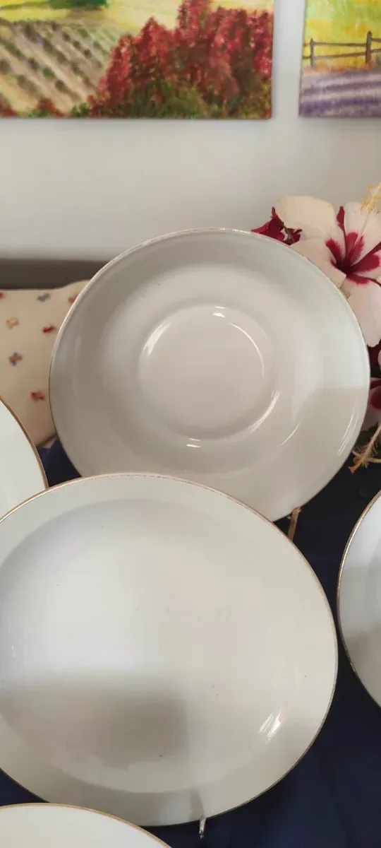 Vajilla Porcelanas del Norte Blanca y Dorada