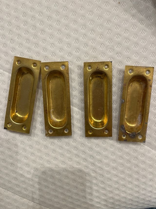 4 Uñeros Puertas Correderas Latón Antiguo