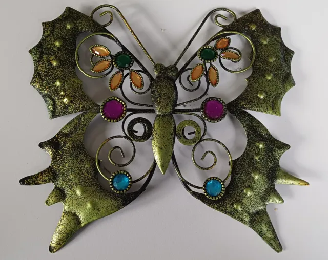 Mariposa metal decorativa con pedrería