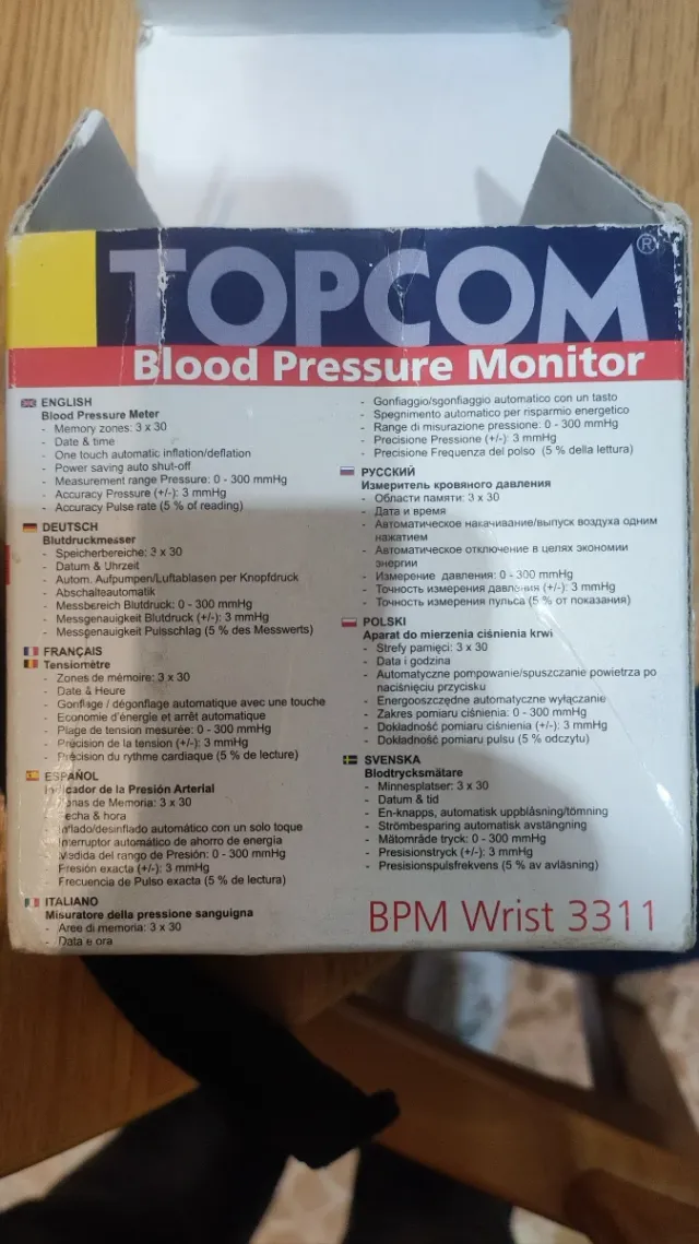 Monitor de Pressão Arterial TOPCOM BPM Wrist 3311