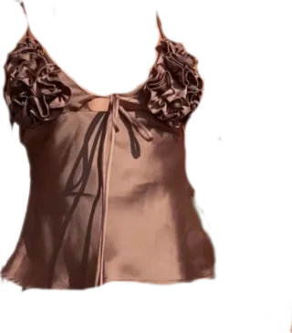 Top marrón con flores relieve