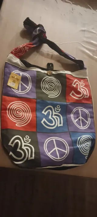 Bolsa de tela con estampado Om y Paz
