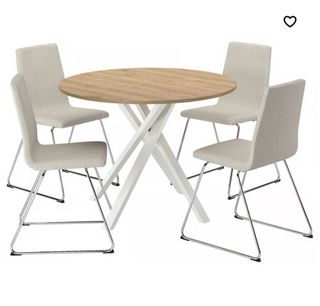 Mesa Comedor Redonda + 4 Sillas Tapizadas