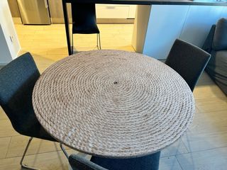 Mesa Comedor Redonda + 4 Sillas Tapizadas