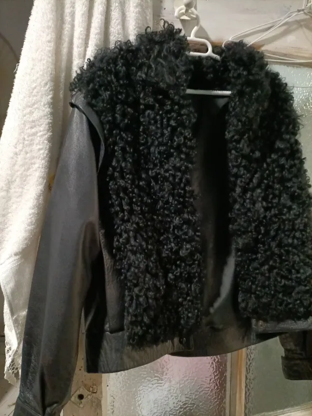 Chaqueta vintage piel y astracán T. M/L
