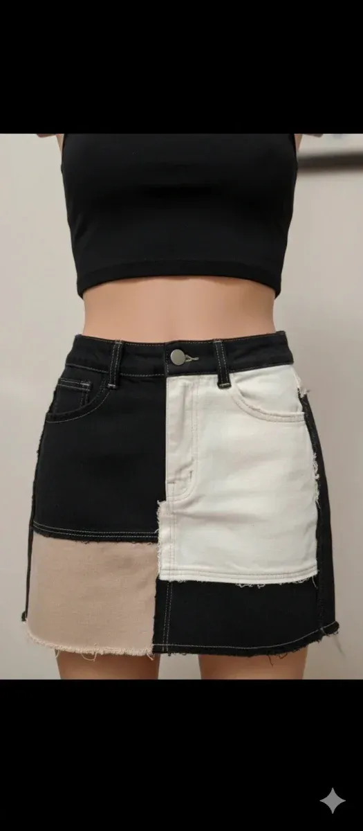 Falda vaquera patchwork