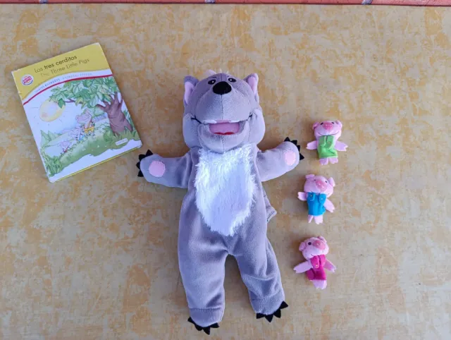 Marionette Lupo e 3 Porcellini + Libro in regalo