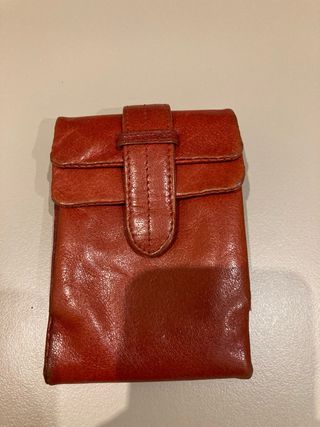 Cartera monedero piel roja