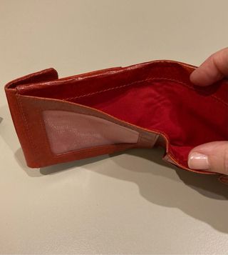 Cartera monedero piel roja