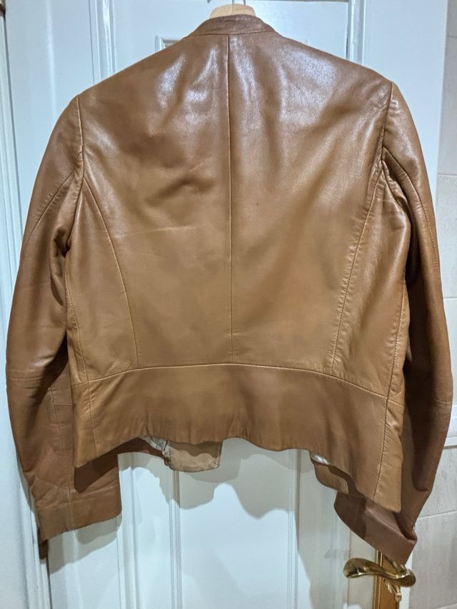 Cazadora Piel Marrón Massimo Dutti Talla M