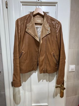 Cazadora Piel Marrón Massimo Dutti Talla M