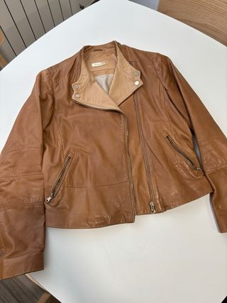 Cazadora Piel Marrón Massimo Dutti Talla M