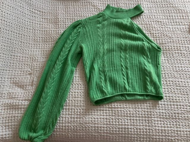 Jersey Zara verde asimétrico talla única