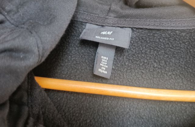 Sudadera H&M Negra Cremallera Talla S