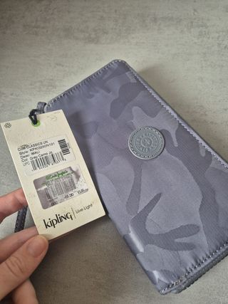 Cartera Kipling Imali Gris Nueva con Etiqueta