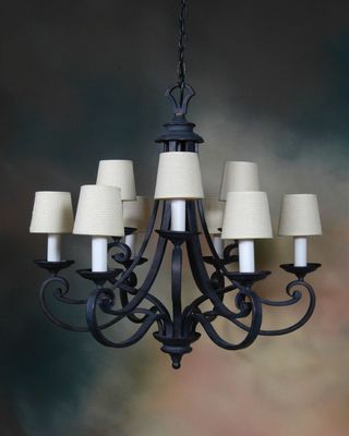 Candelabro Hierro Forjado 9 Luces Beige